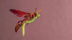 Wasp ‘riding a broomstick’ among top images entered for wildlife photography award